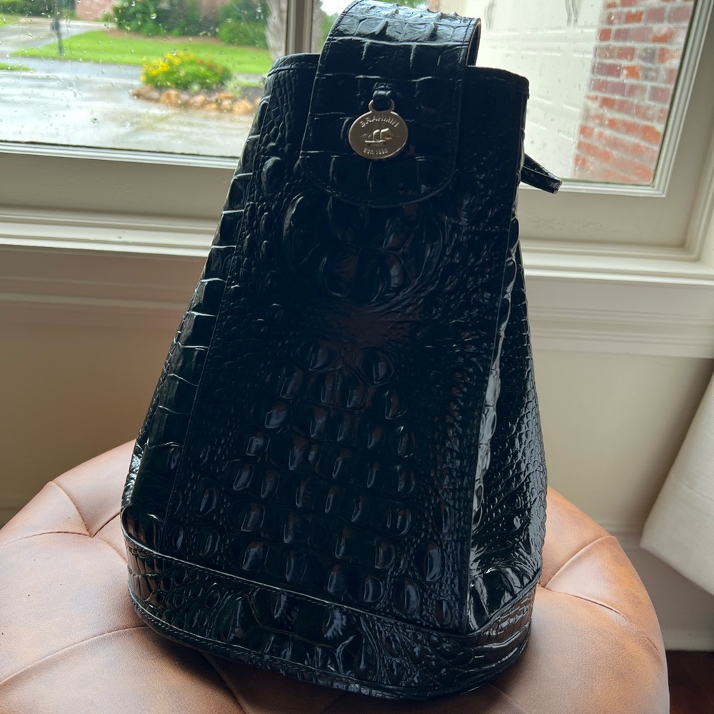 Brahmin Black Crocodile Embossed Shoulder Bag - Picture 7 of 15